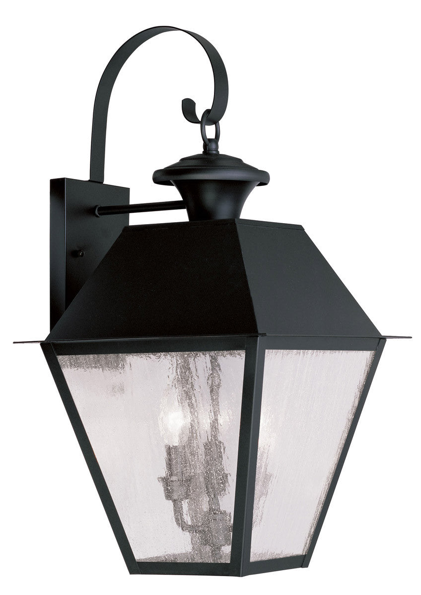 Livex Lighting Mansfield Collection 3 Light Black Outdoor Wall Lantern in Black 2168-04