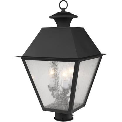 Livex Lighting Mansfield Collection 3 Light Black Outdoor Post Lantern in Black 2169-04