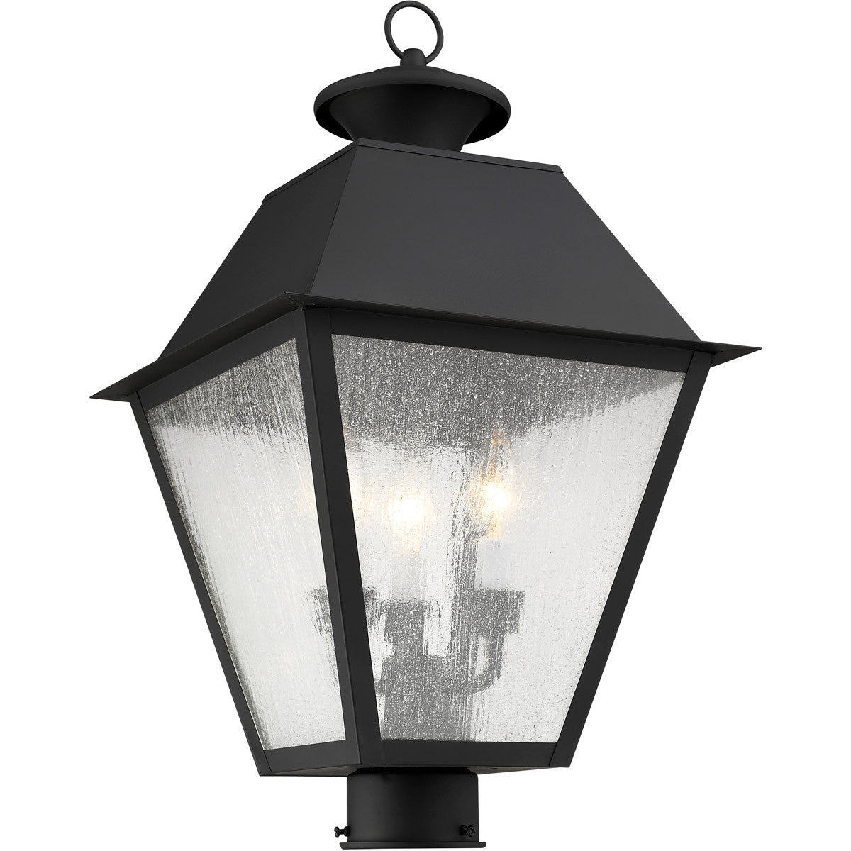 Livex Lighting Mansfield Collection 3 Light Black Outdoor Post Lantern in Black 2169-04