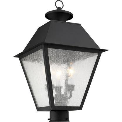 Livex Lighting Mansfield Collection 3 Light Black Outdoor Post Lantern in Black 2169-04