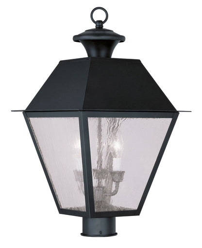 Livex Lighting Mansfield Collection 3 Light Black Outdoor Post Lantern in Black 2169-04