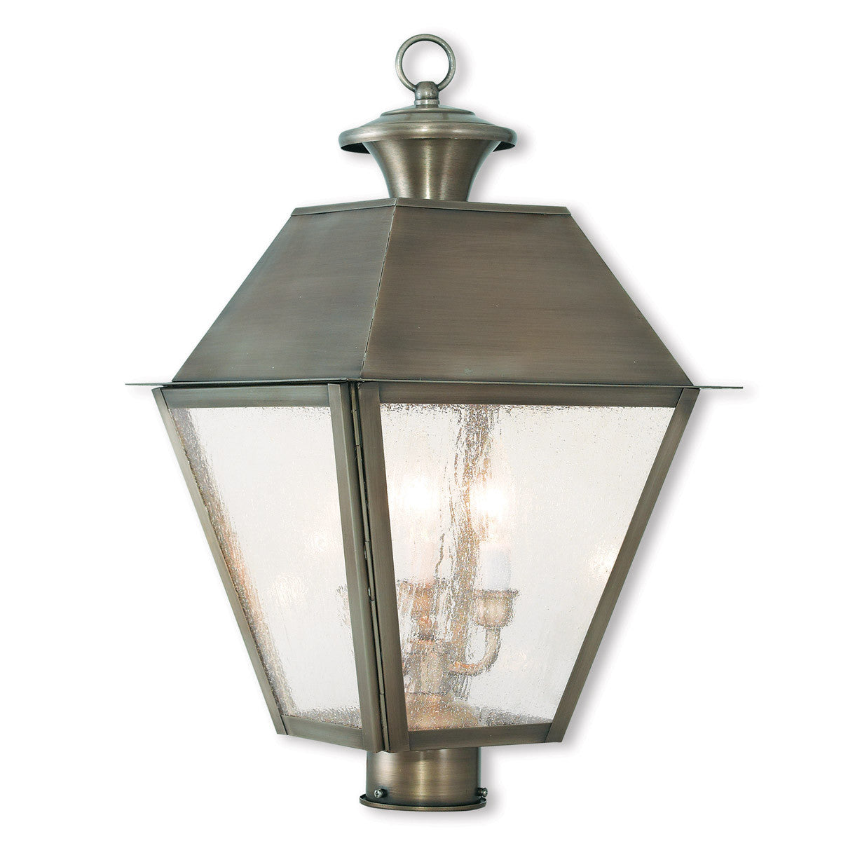 Livex Lighting Mansfield Collection 3 Light Vintage Pewter Post-Top Lantern in Vintage Pewter 2169-29