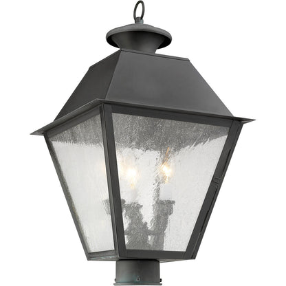 Livex Lighting Mansfield Collection 3 Light Charcoal Outdoor Post Lantern in Charcoal 2169-61