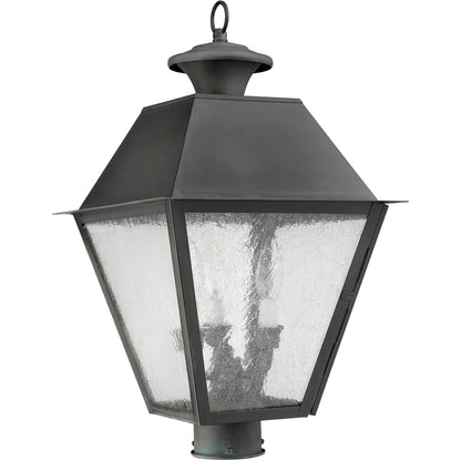 Livex Lighting Mansfield Collection 3 Light Charcoal Outdoor Post Lantern in Charcoal 2169-61