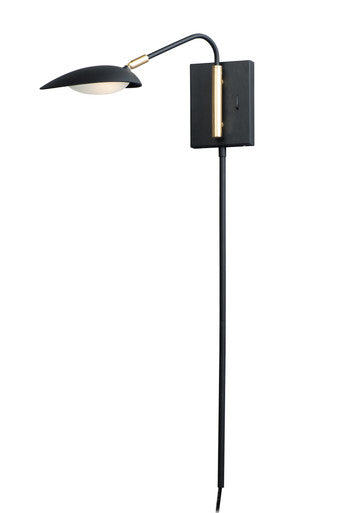 Maxim Scan 1-Light LED Pin-Up Wall Sconce in Black / Satin Brass 21691BKSBR