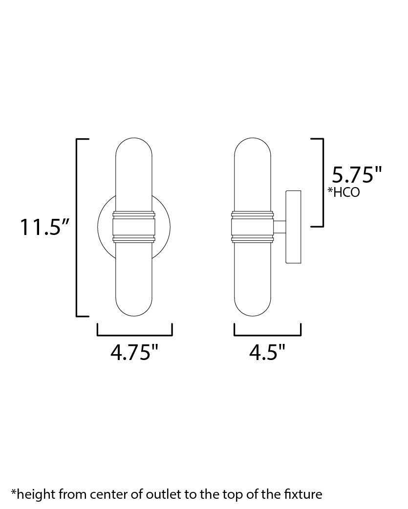 Maxim Dual 2-Light Wall Scone in Black / Brushed Aluminum 21702CLBKAL