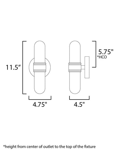 Maxim Dual 2-Light Wall Scone in Black / Brushed Aluminum 21702CLBKAL