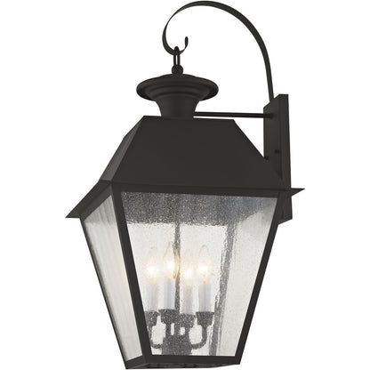 Livex Lighting Mansfield Collection 4 Light Black Outdoor Wall Lantern in Black 2172-04