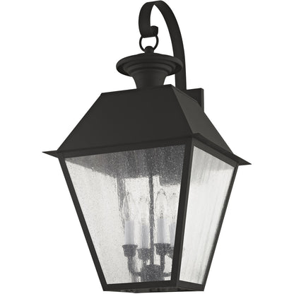 Livex Lighting Mansfield Collection 4 Light Black Outdoor Wall Lantern in Black 2172-04