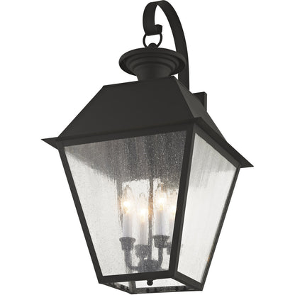 Livex Lighting Mansfield Collection 4 Light Black Outdoor Wall Lantern in Black 2172-04