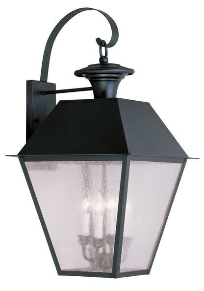 Livex Lighting Mansfield Collection 4 Light Black Outdoor Wall Lantern in Black 2172-04