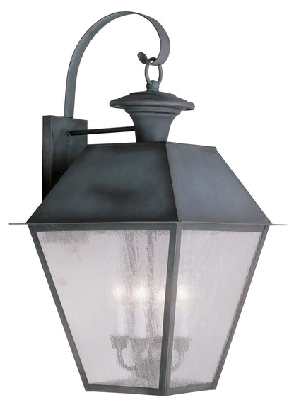 Livex Lighting Mansfield Collection 4 Light Charcoal Outdoor Wall Lantern in Charcoal 2172-61