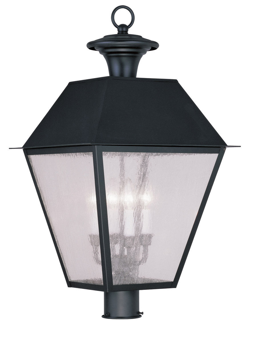 Livex Lighting Mansfield Collection 4 Light Black Outdoor Post Lantern in Black 2173-04