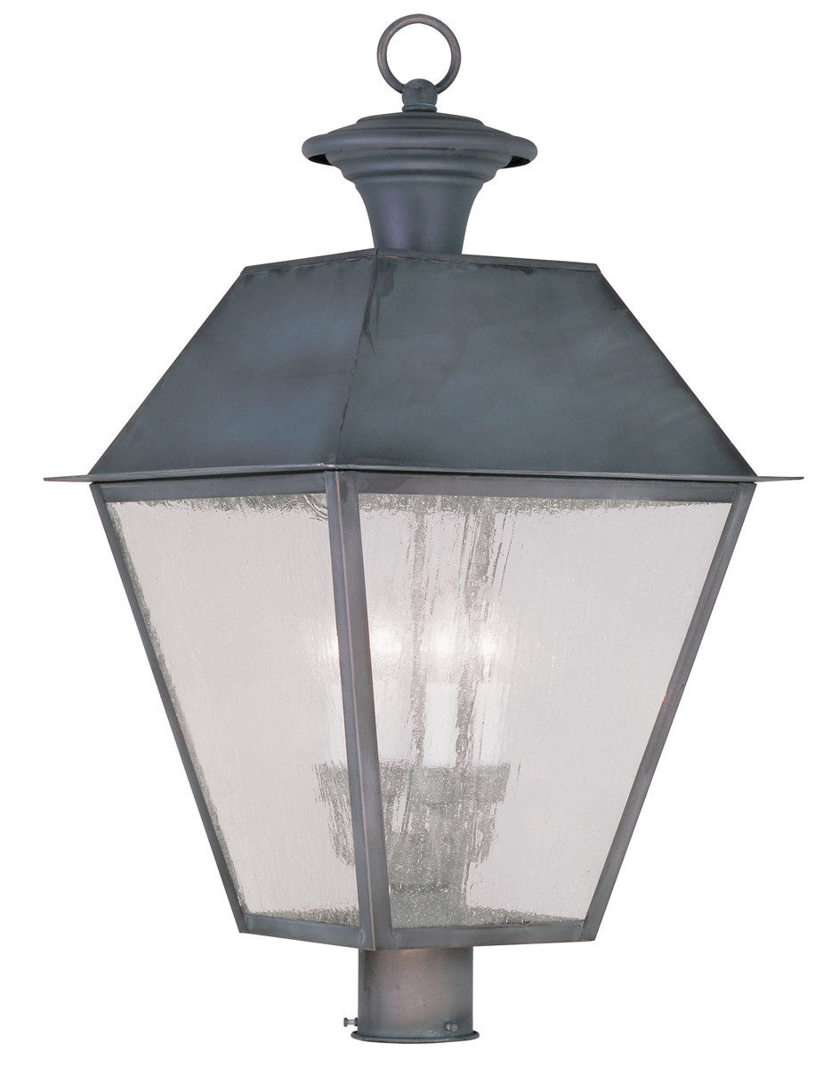 Livex Lighting Mansfield Collection 4 Light Charcoal Outdoor Post Lantern in Charcoal 2173-61