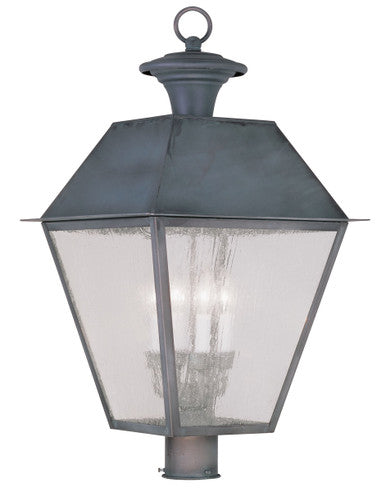 Livex Lighting Mansfield Collection 4 Light Charcoal Outdoor Post Lantern in Charcoal 2173-61