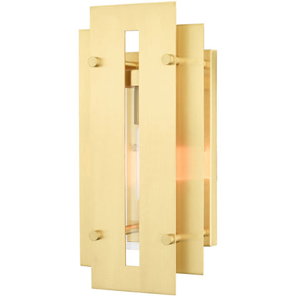 Livex Lighting Utrecht Collection 1 Lt Satin Brass Outdoor Wall Lantern in Satin Brass 21772-12