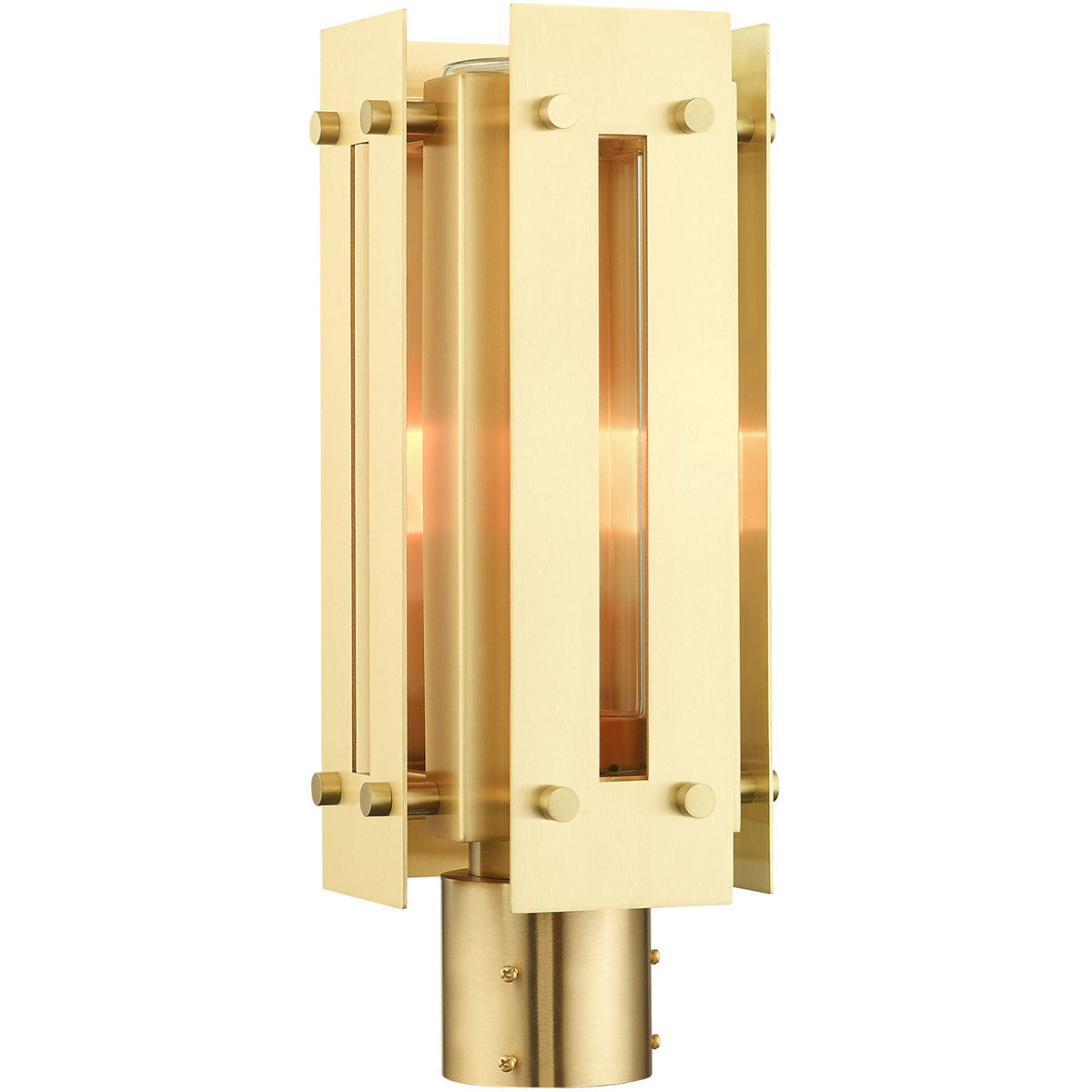 Livex Lighting Utrecht Collection 1 Lt Satin Brass Outdoor Post Top Lantern in Satin Brass 21774-12