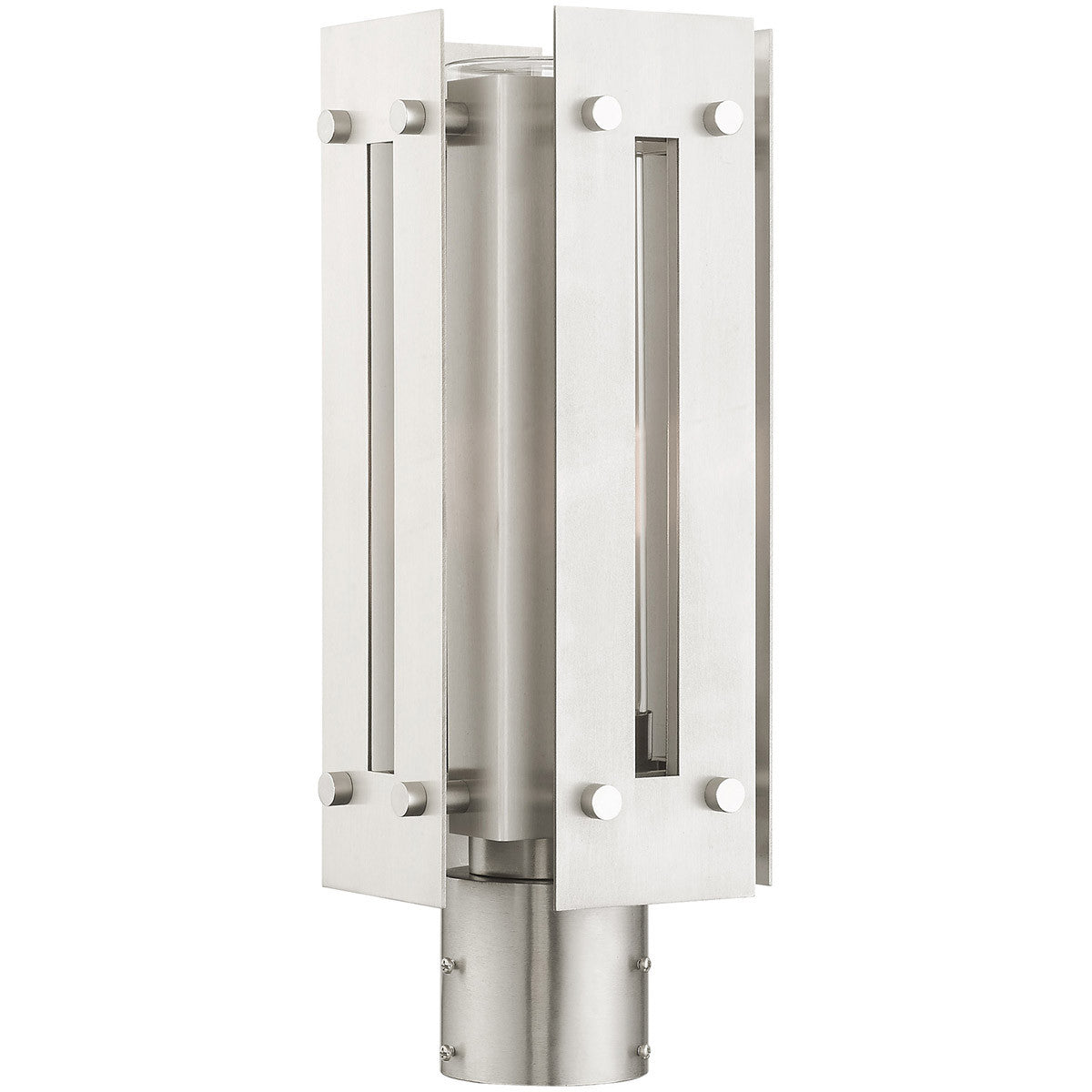 Livex Lighting Utrecht Collection 1 Lt Brushed Nickel Outdoor Post Top Lantern in  Brushed Nickel Accents 21774-91