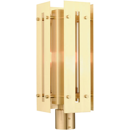 Livex Lighting Utrecht Collection 1 Lt Satin Brass Outdoor Post Top Lantern in Satin Brass 21776-12