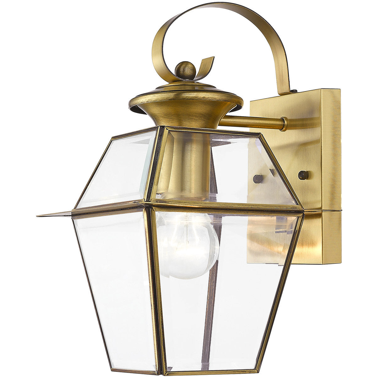 Livex Lighting Westover Collection 1 Light AB Outdoor Wall Lantern in Antique Brass 2181-01