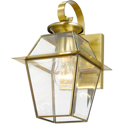 Livex Lighting Westover Collection 1 Light AB Outdoor Wall Lantern in Antique Brass 2181-01