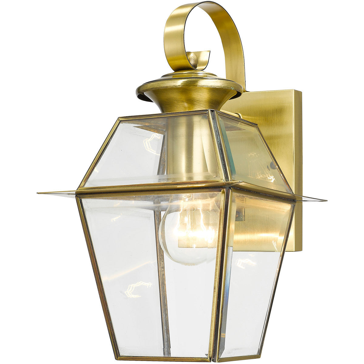 Livex Lighting Westover Collection 1 Light AB Outdoor Wall Lantern in Antique Brass 2181-01