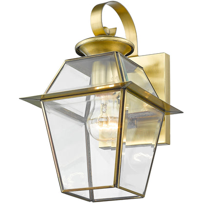 Livex Lighting Westover Collection 1 Light AB Outdoor Wall Lantern in Antique Brass 2181-01