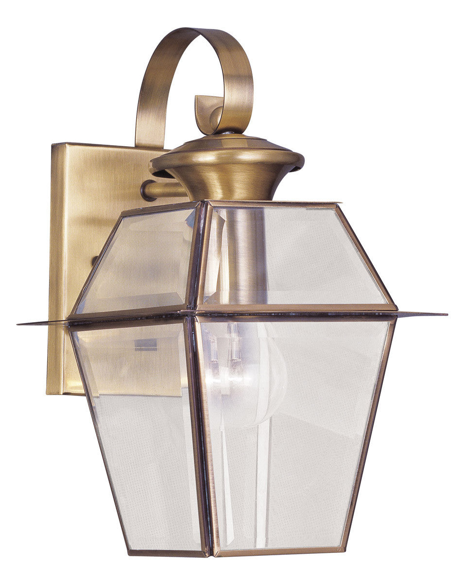 Livex Lighting Westover Collection 1 Light AB Outdoor Wall Lantern in Antique Brass 2181-01