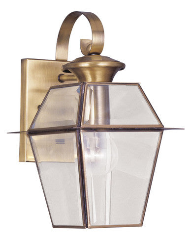 Livex Lighting Westover Collection 1 Light AB Outdoor Wall Lantern in Antique Brass 2181-01