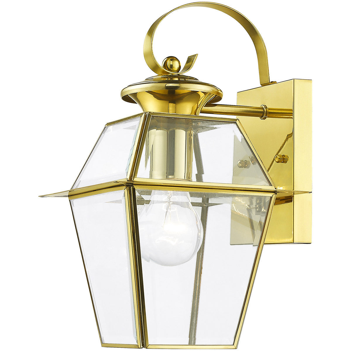 Livex Lighting Westover Collection 1 Light PB Outdoor Wall Lantern in Polished Brass 2181-02