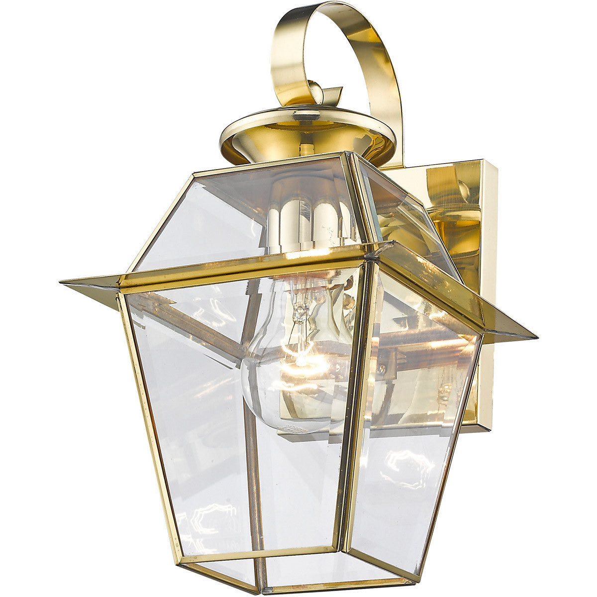 Livex Lighting Westover Collection 1 Light PB Outdoor Wall Lantern in Polished Brass 2181-02