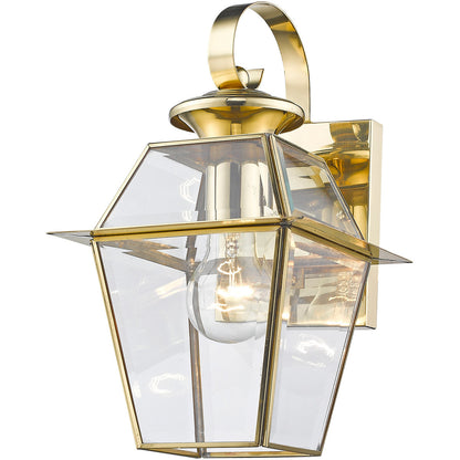 Livex Lighting Westover Collection 1 Light PB Outdoor Wall Lantern in Polished Brass 2181-02