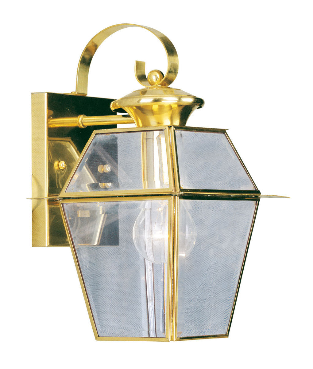 Livex Lighting Westover Collection 1 Light PB Outdoor Wall Lantern in Polished Brass 2181-02