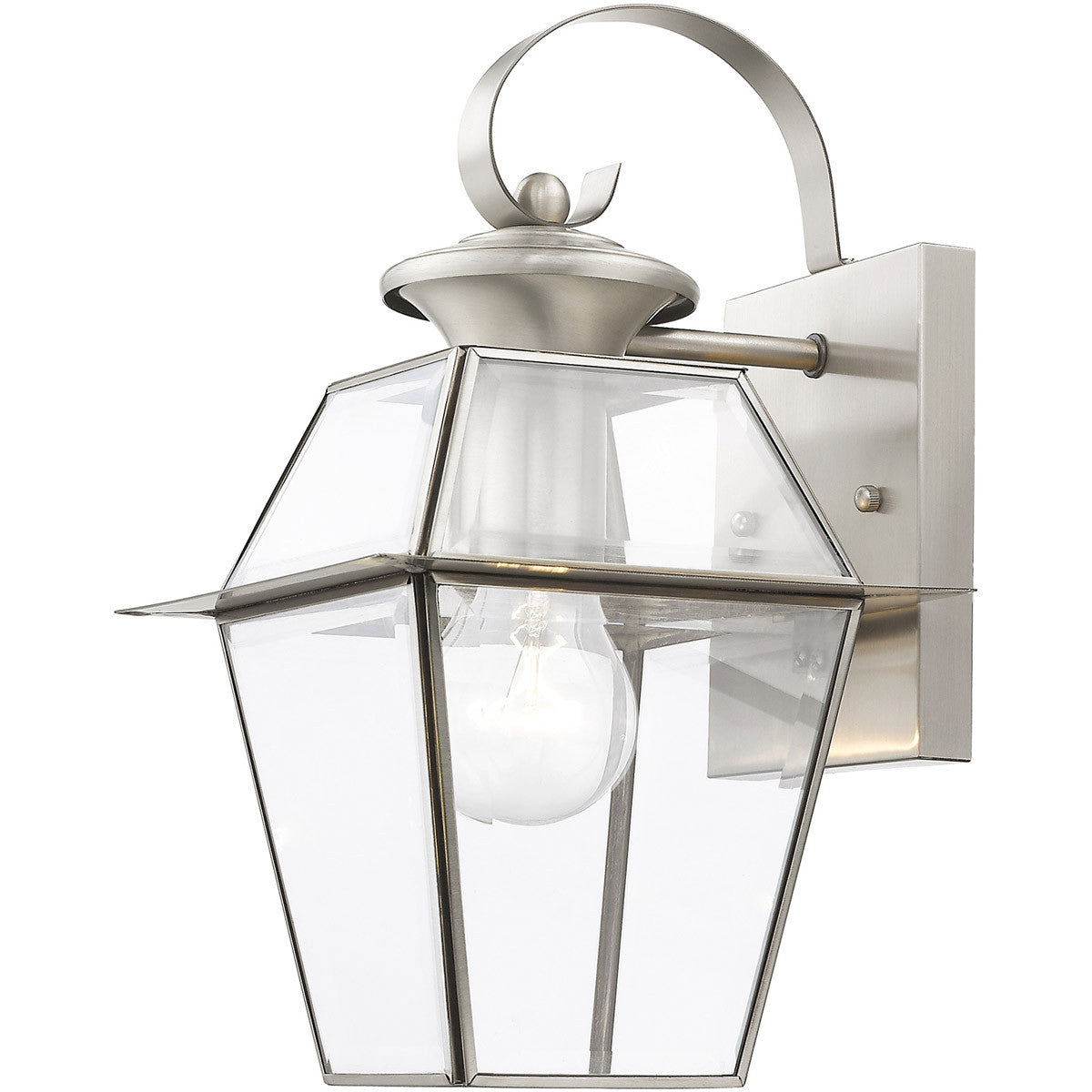 Livex Lighting Westover Collection 1 Light BN Outdoor Wall Lantern in Brushed Nickel 2181-91