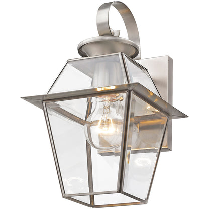 Livex Lighting Westover Collection 1 Light BN Outdoor Wall Lantern in Brushed Nickel 2181-91