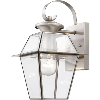 Livex Lighting Westover Collection 1 Light BN Outdoor Wall Lantern in Brushed Nickel 2181-91