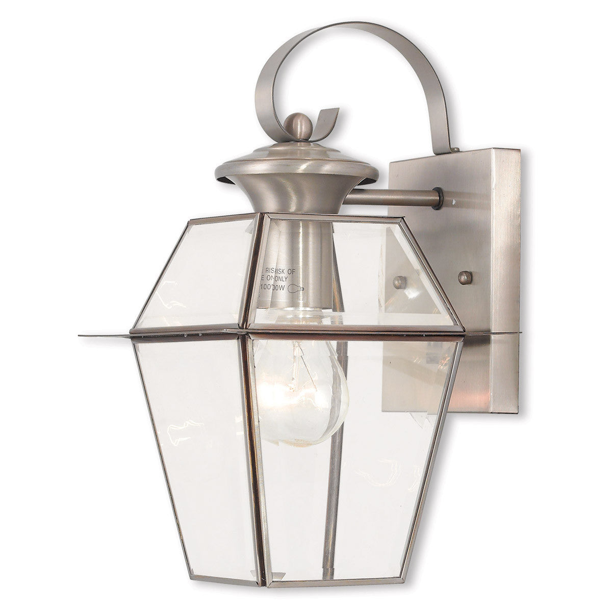 Livex Lighting Westover Collection 1 Light BN Outdoor Wall Lantern in Brushed Nickel 2181-91