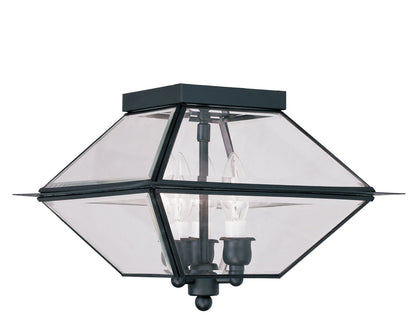 Livex Lighting Westover Collection 3 Light Black Outdoor Ceiling Mount in Black 2185-04