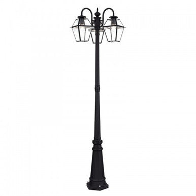 Livex Lighting Westover Multi Head Black Outdoor Post Light with Clear Beveled Glass 21863-04