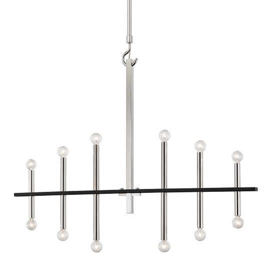 Mitzi 12 Light Chandelier in Polished Nickel/Black H296812-PN/BK