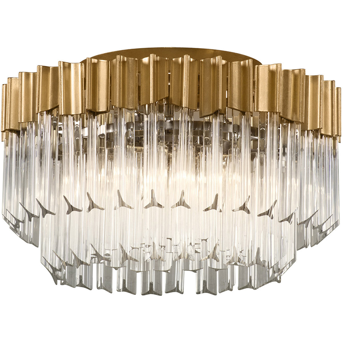 Corbett Lighting Charisma Semi Flush in Gold Leaf W Polished Stainless 220-33