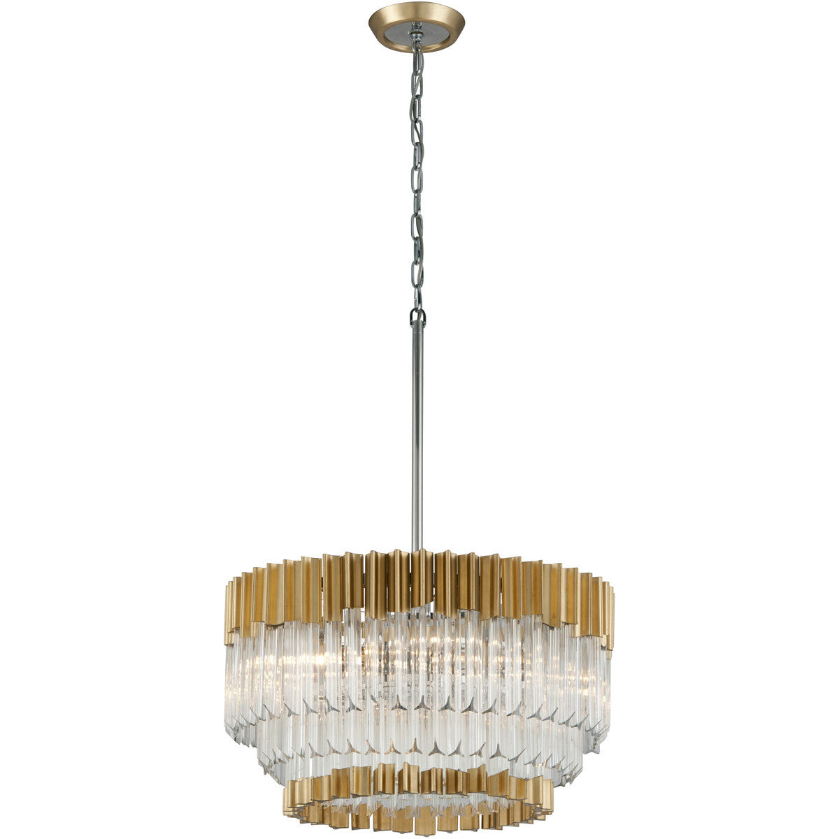 Corbett Lighting Charisma Chandelier in Gold Leaf W Polished Stainless 220-410