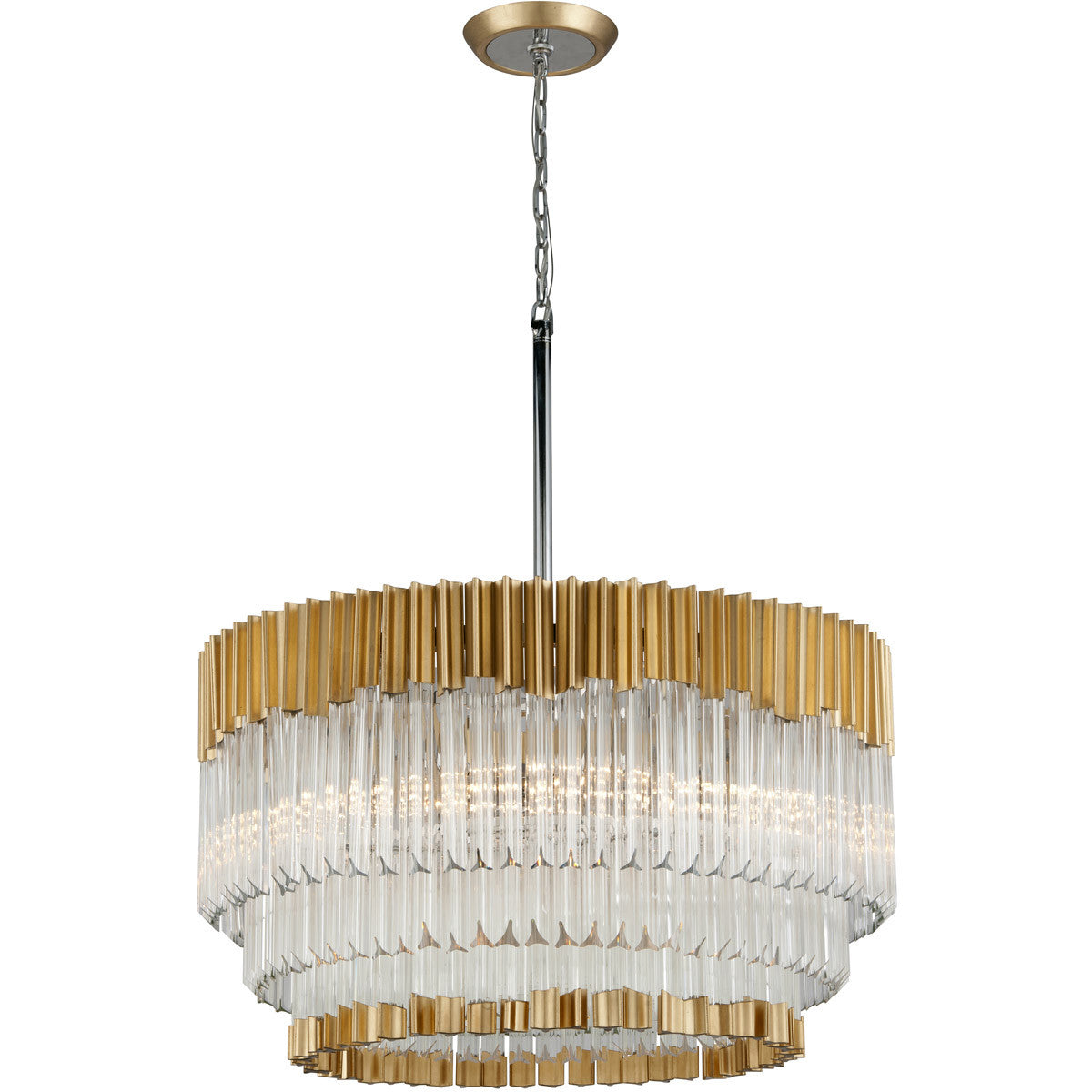 Corbett Lighting Charisma Chandelier in Gold Leaf W Polished Stainless 220-48