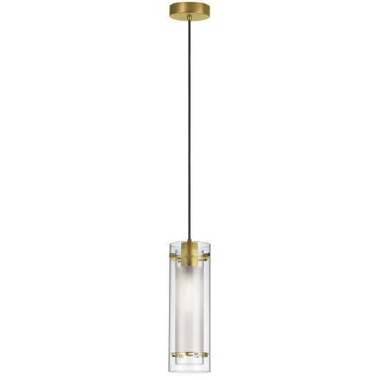 Dainolite 1 Light Incandescent Pendant, Aged Brass with Clear / Frosted Glass 22152-CF-AGB