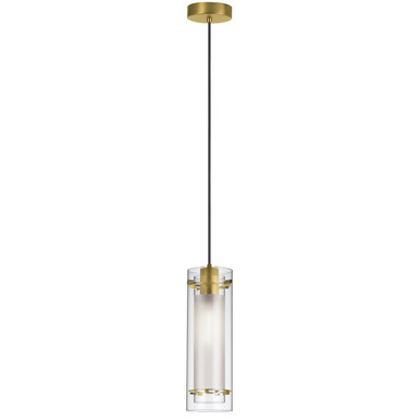 Dainolite 1 Light Incandescent Pendant, Aged Brass with Clear / Frosted Glass 22152-CF-AGB