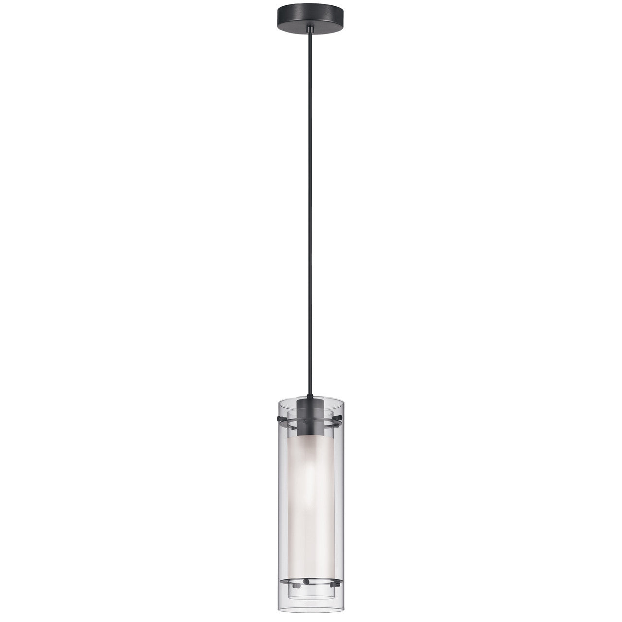 Dainolite 1 Light Incandescent Pendant, Matte Black with Clear / Frosted Glass 22152-CF-MB