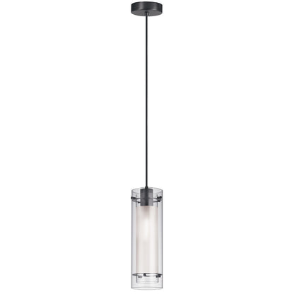 Dainolite 1 Light Incandescent Pendant, Matte Black with Clear / Frosted Glass 22152-CF-MB