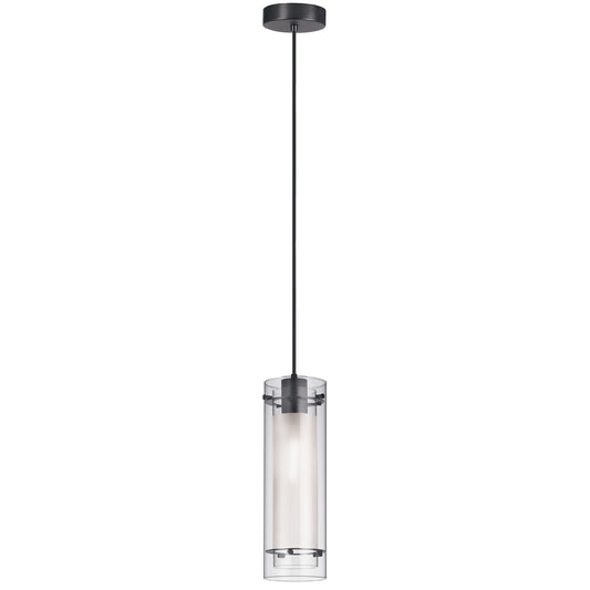 Dainolite 1 Light Incandescent Pendant, Matte Black with Clear / Frosted Glass 22152-CF-MB