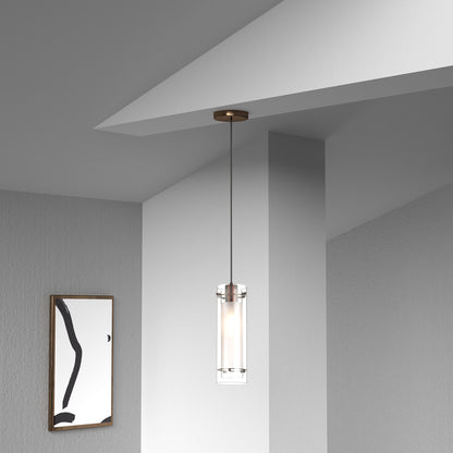 Dainolite 1 Light Pendant, Oil Brushed Bronze Finish, Clear Frosted Glass 22152-CF-OBB