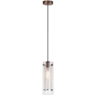 Dainolite 1 Light Pendant, Oil Brushed Bronze Finish, Clear Frosted Glass 22152-CF-OBB